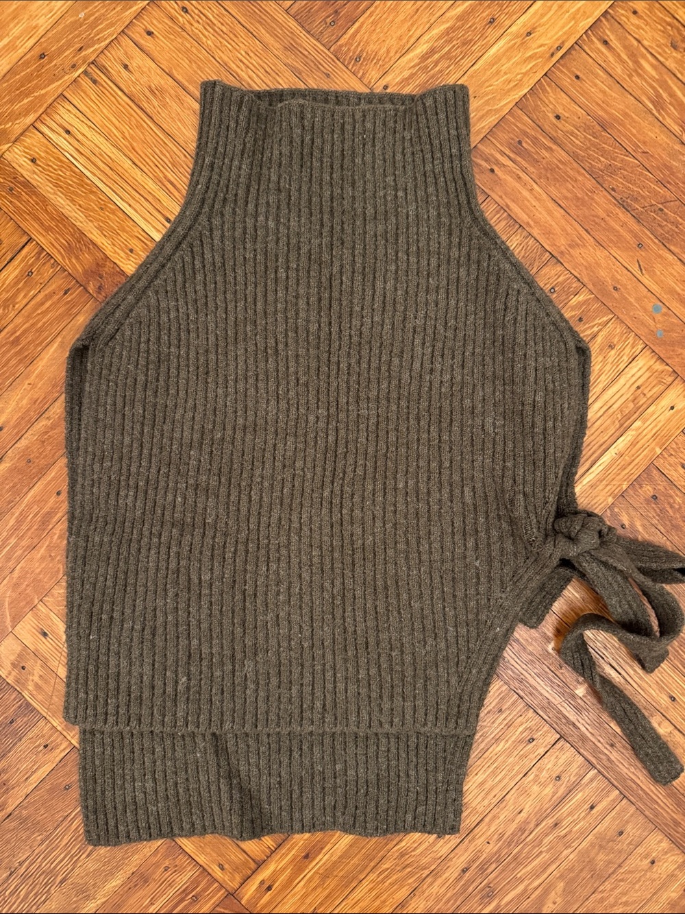 Mijeong Park Women’s brown Ribbed Side-Tie Sweater Vest